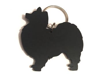 Papillon Dog Keyring Keychain Bag Charm Gift In Black