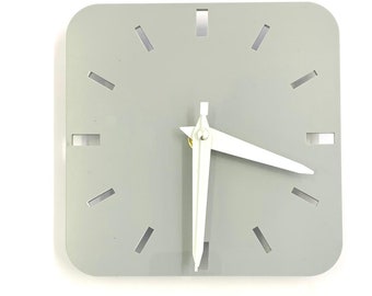 Small Square Wall Clock In Light Grey Acrylic