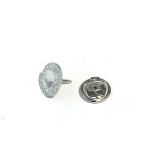 Round Modesty Pin Glass Cabochon & Diamante Badge Brooch Button 12mm Gift image 3