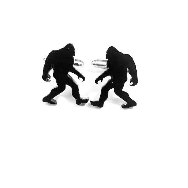 Sasquatch Cufflinks Men's Novelty Shirt Bigfoot Cufflinks In Black Acrylic Gift