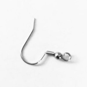 316 surgical steel earring wires/hooks/fish hooks/earring blanks french hooks x 100 image 2
