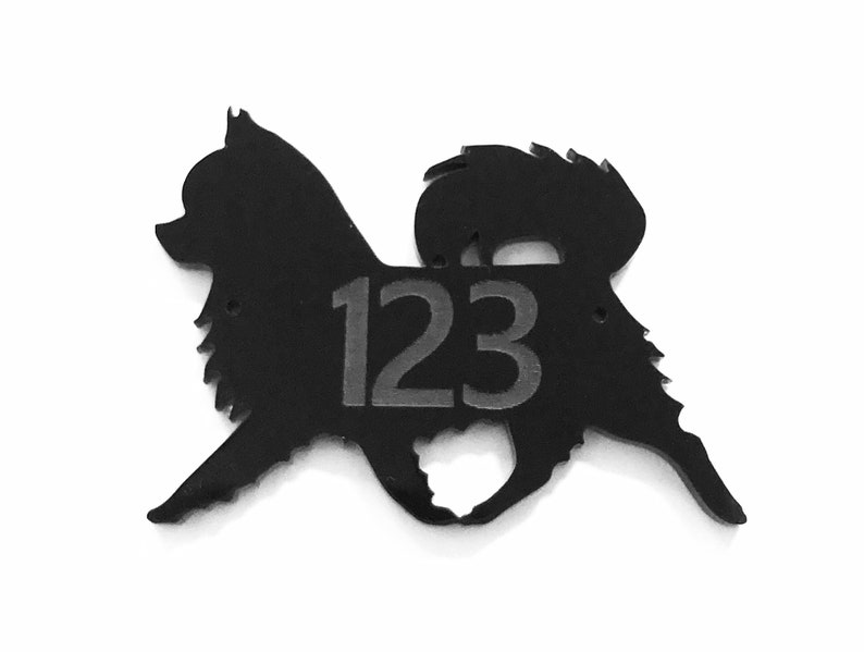Chihuahua Long Coat Dog Door House Number Sign Plaque in Black Etsy