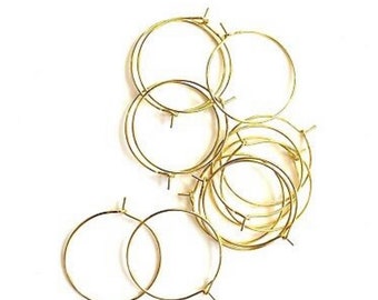 Wine Glass Charm Rings Hoops GOLD 25mm UK Seller