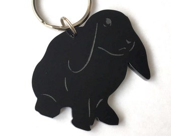 Engraved Lop Eared Rabbit Bunny Keyring Keychain Bag Charm Gift