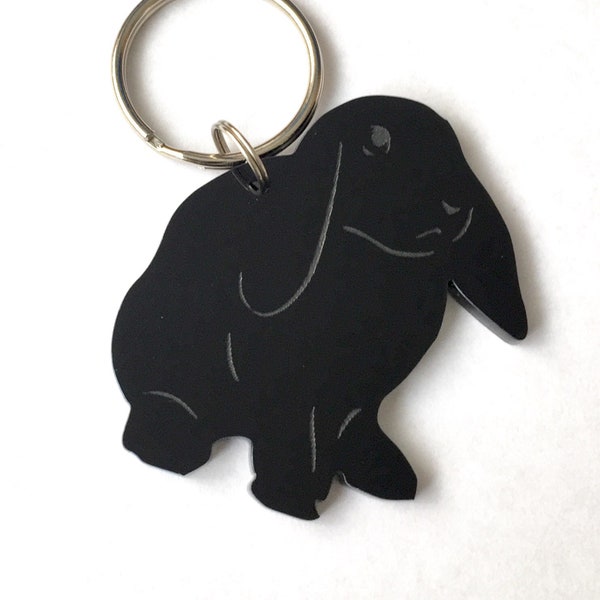 Grabado Lop Eared Rabbit Bunny Keyring Keychain Bag Charm Gift