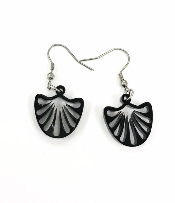 Acrylic Earrings in Black Etsy
