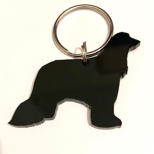 Afghan Hound Dog Keyring Keychain Bag Charm Gift In Black Acrylic Gift