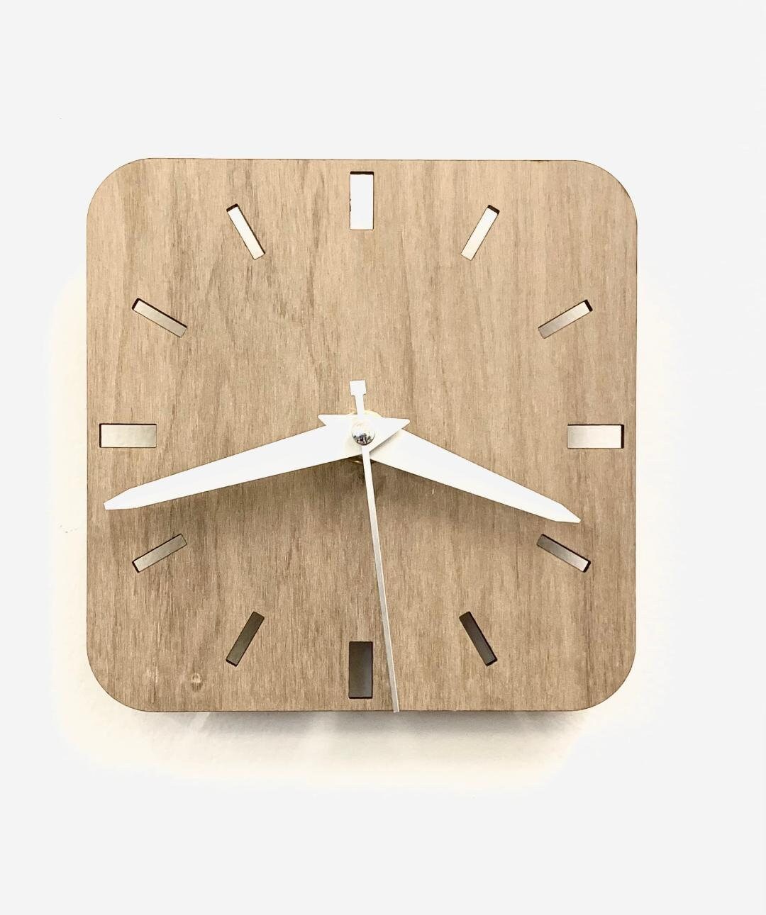 Small Square Wall Clock in Walnut Wood With White Hands Etsy
