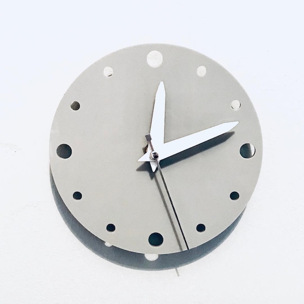 Small Round Wall Clock in Light Grey