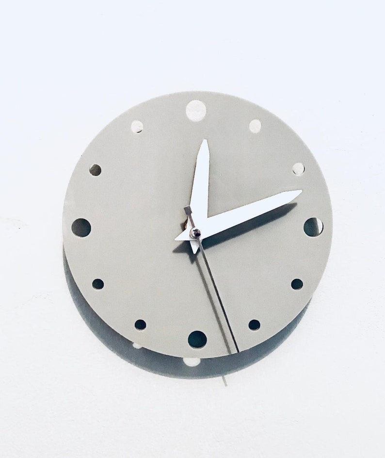 Small Round Wall Clock in Light Grey image 1