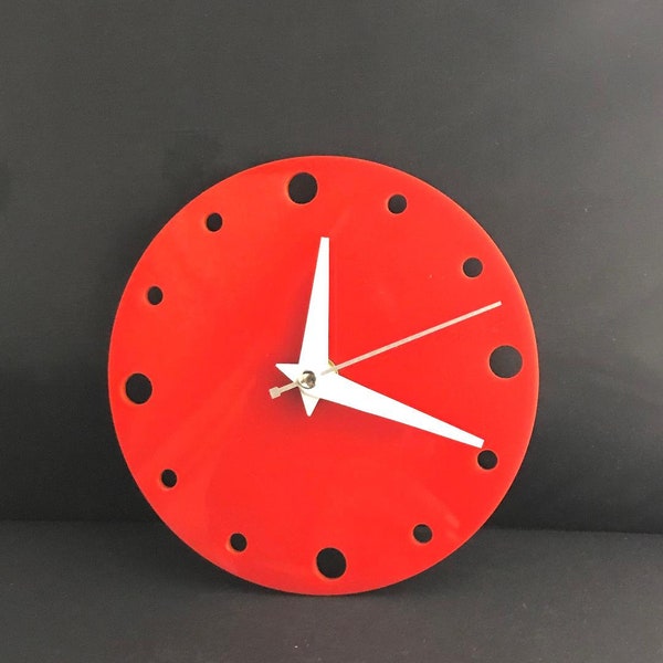 Red Wall Clock Etsy