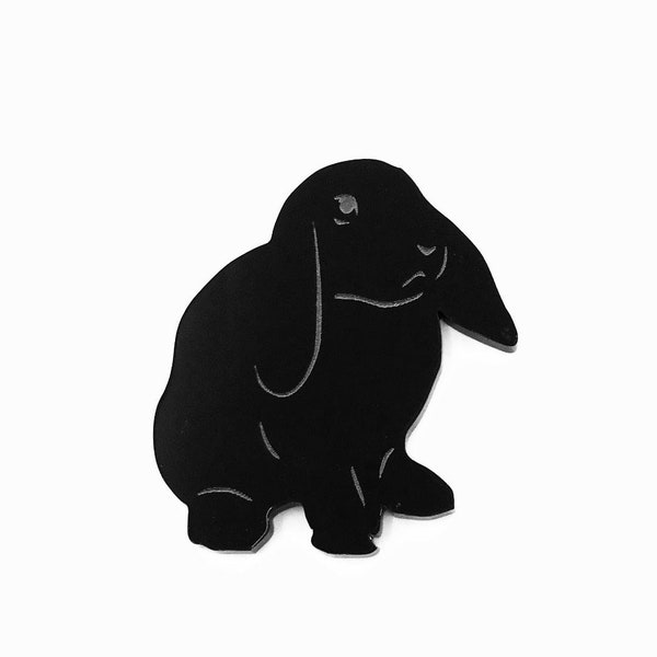 Lop Eared Rabbit Grabed Fridge Magnet Gift en negro