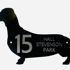 Dachshund Short Coat Large Dog Door House Name Sign Plaque In Black
