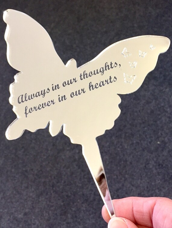 Silver Butterfly Graveside Decoration Marker Etsy