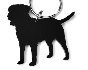 Border Terrier Dog Keyring Keychain Bag Charm Gift In Black
