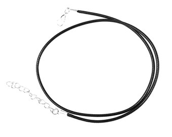 Zwarte 2 mm ketting gewaxt koord met karabijnsluiting 20 inch
