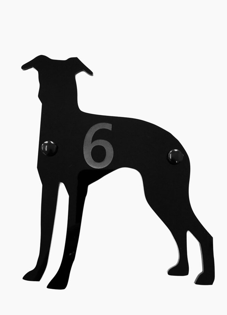 Lurcher Dog Door House Number Sign Plaques in Black Etsy