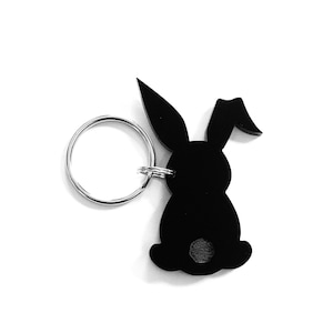 Schlüsselanhänger Taschenanhänger mit Lop Eared Kaninchen Mit Schwanz Schlüsselanhänger In Schwarz Acryl