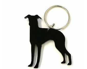 Lurcher Dog Keyring Keychain Lanyard Bag Charm Gift In Black