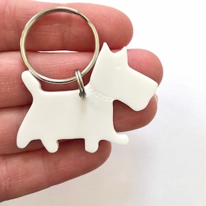 Westie Scottie West Highland Terrier Keyring Keychain Bag Charm in White Acrylic