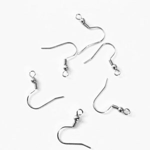 316 surgical steel earring wires/hooks/fish hooks/earring blanks french hooks x 100 image 1