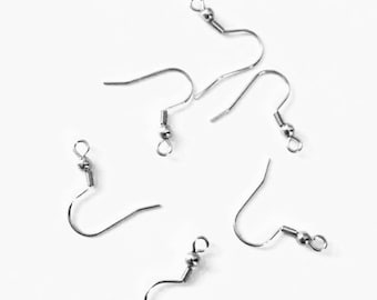 316 surgical steel earring wires/hooks/fish hooks/earring blanks french hooks x 20 (10 pairs)