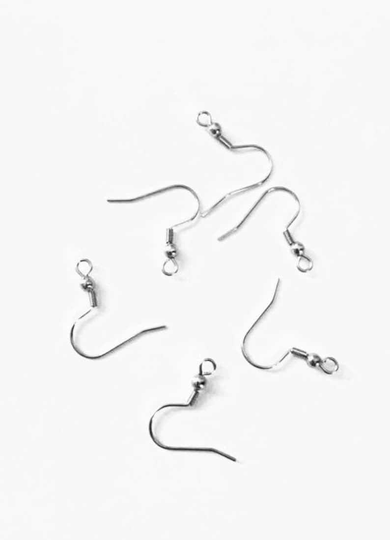 316 surgical steel earring wires/hooks/fish hooks/earring blanks french hooks x 100 image 1