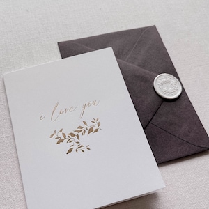 Te amo tarjeta de felicitación con sobre y sello de cera / tarjeta de aniversario / tarjeta del día de San Valentín / tarjeta de amor