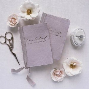 His and Hers - To My Husband/Wife Foil Pressed Vow Books on Dusk Handmade Paper