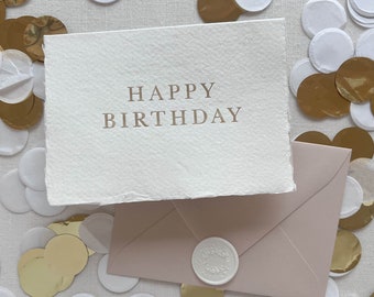 Tarjetas de cumpleaños pequeñas de papel hechas a mano con sobres y sello de cera / Juego de 5 / tarjeta de felicitación de cumpleaños / tarjeta de feliz cumpleaños