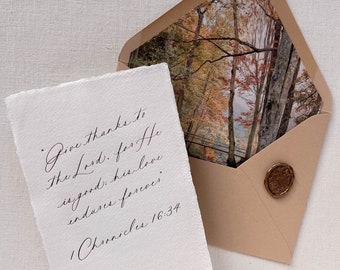 A7 Foil Press Give Thanks Flat Card Envelope, liner & Wax Seal | Single Card and Envelope |Greeting Card | Thanksgiving Card