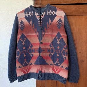 RIBBED PENDLETON CARDIGAN 1960's 60s Vintage 1970's 70s
