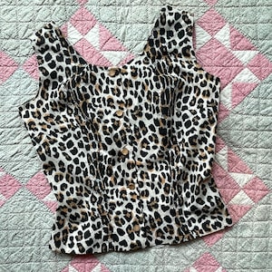 Vintage 1950s Leopard Print Top Fitted Waist Women&#39;s Unique Find