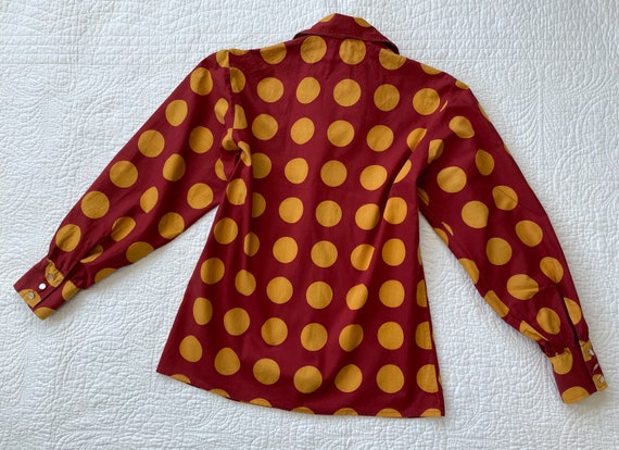 Vintage 1960s 1970s Shirt Polka Dot Balloon Sleev… - image 5