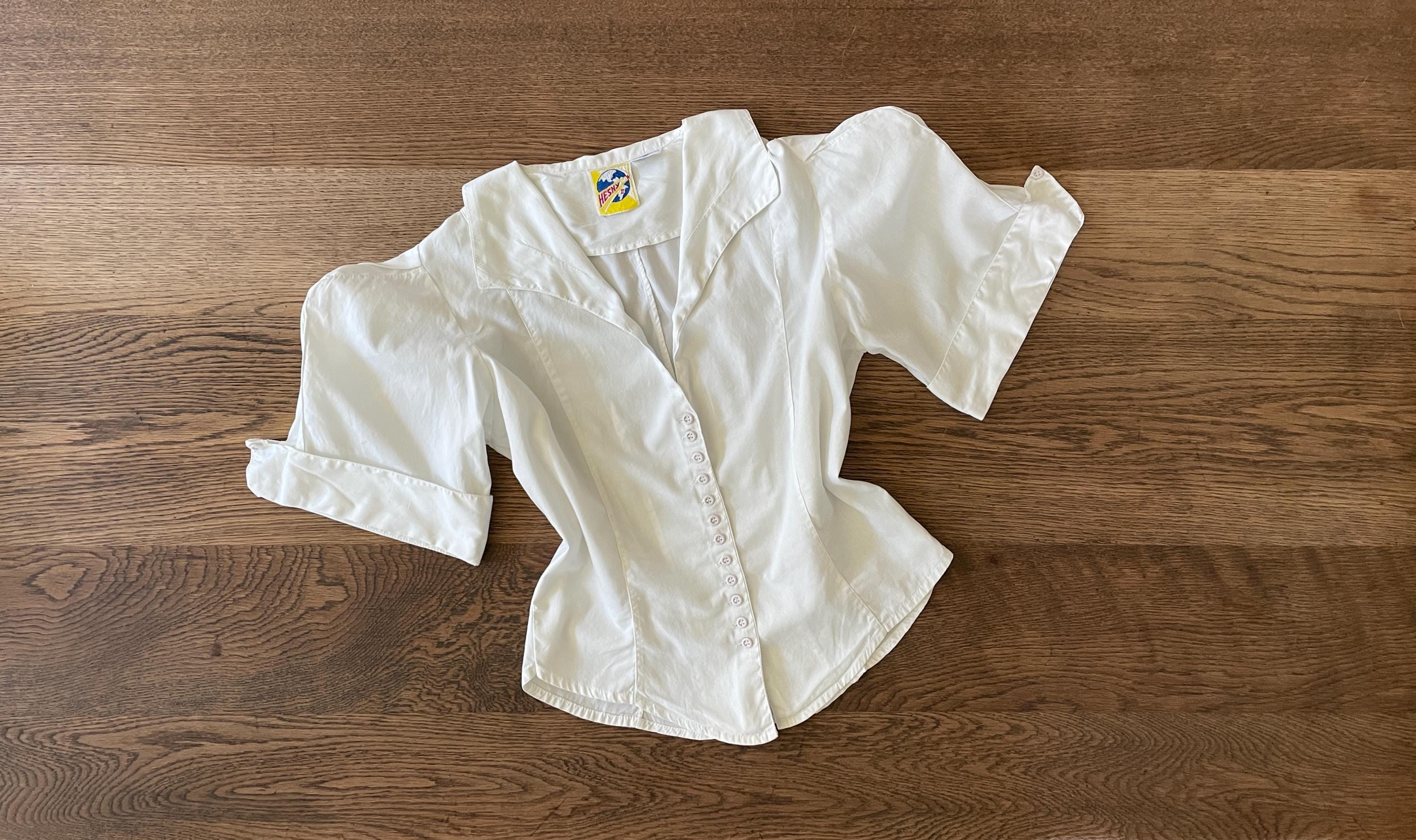 White Blouse Short Puff Sleeve