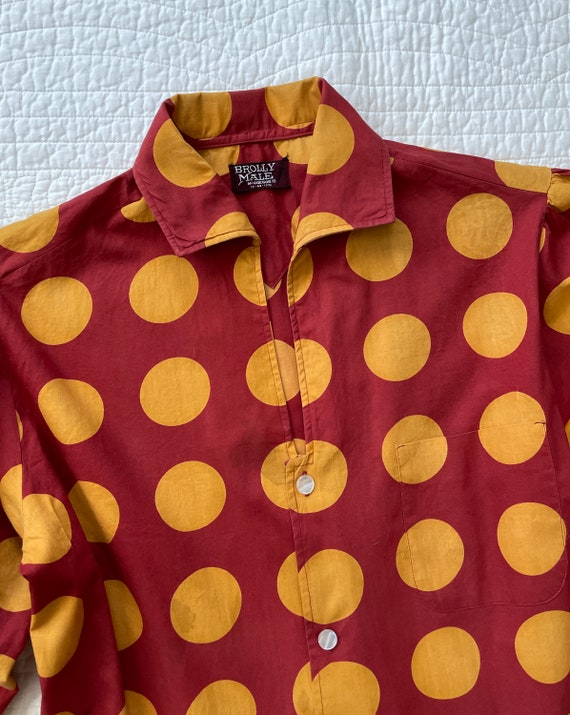 Vintage 1960s 1970s Shirt Polka Dot Balloon Sleev… - image 3