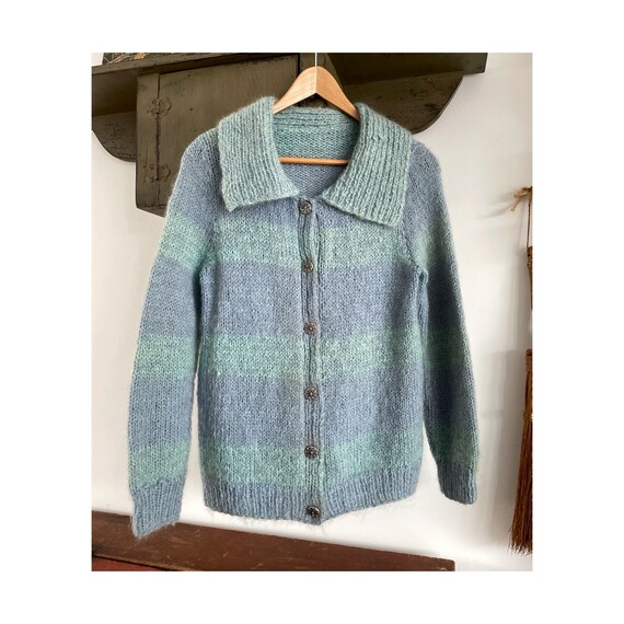 vintage 1950s mohair cardigan - large flat collar