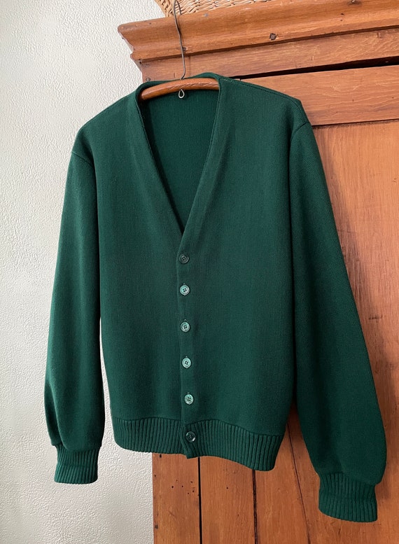 Vintage 1940s 1950s Cardigan - Forest Green - V-N… - image 2