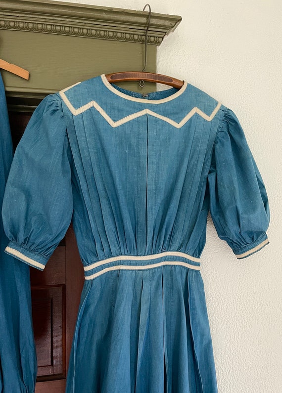 Vintage 1900s Blue Swimsuit Victorian Set Romper … - image 7