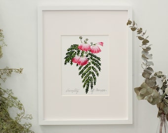 Mimosa  - Humility - vertical flower language print