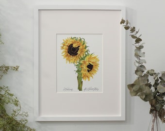 Sunflowers (Helianthus) - Healing - vertical flower language print