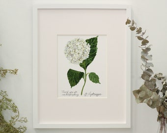 Hydrangea  - Thank you for understanding - vertical flower language print
