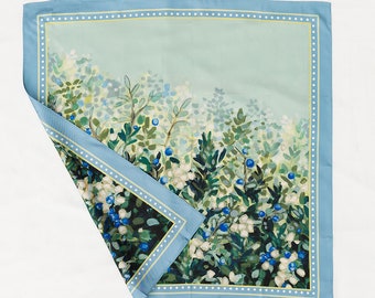 Budding Blueberries Silk Scarf