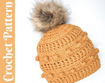 CROCHET PATTERN: The Dear Debbie Beanie, Adult Beanie Pattern, Crochet, Pom Pom, Bobble