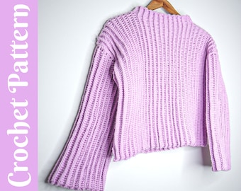 CROCHET PATTERN: The Melbourne Jumper - Ribbed Sweater