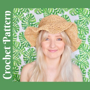 CROCHET PATTERN: Hamilton Hat Crochet Pattern, Raffia Hat, Straw Hat