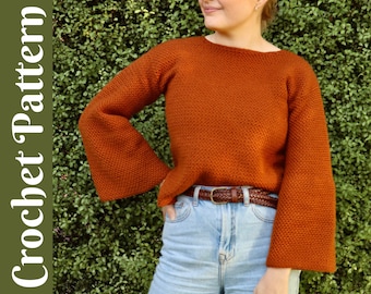 CROCHET PATTERN: All Too Bell Sweater, Bell Sleeve Sweater