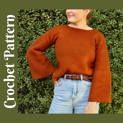 CROCHET PATTERN: All Too Bell Sweater Bell Sleeve Sweater - Etsy Norway