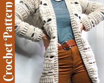 PATRON AU CROCHET : Life Of The Cardi - Cardigan mi-long, Summer Coverup, Boho Cardigan