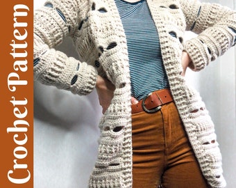 CROCHET PATTERN: Life Of The Cardi - Mid Length Cardigan, Summer Coverup, Boho Cardigan